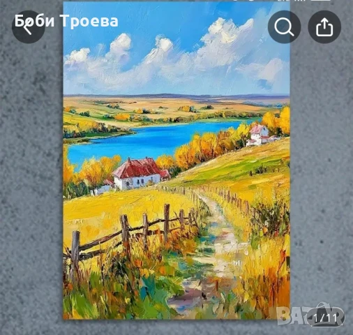 Рустикова селска идилия -вдъхновяващо платно с рамка, , снимка 3 - Картини - 50716317