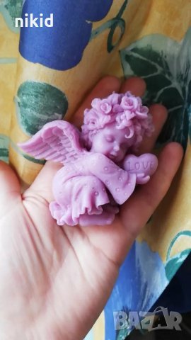 3d Приведен Ангел със сърце love в шепа силиконов молд кръщене фондан торта гипс сапун калъп пита, снимка 6 - Форми - 23300379