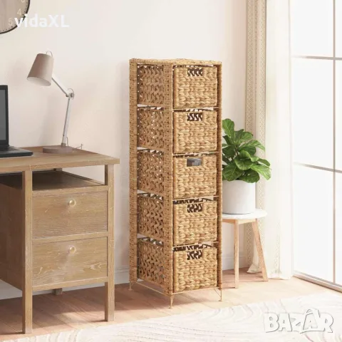 vidaXL Скрин с 5 чекмеджета-кошници, 25,5x37x100 см, воден хиацинт, снимка 2 - Скринове - 56146374