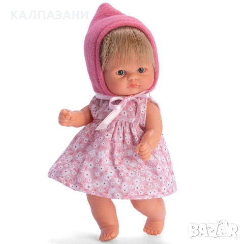 Кукла-бебе Чикита, с розовa шапка и рокля на цветя, 20 см, Bomboncin, Asi 0116390