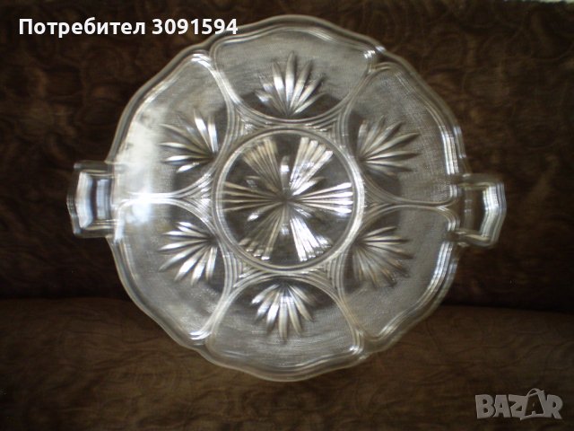 Арт Деко стъклена чиния за торта , снимка 3 - Други ценни предмети - 41335198