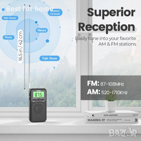 Портативно джобно радио PRUNUS J-128 – FM/AM, DSP чип, аларма и таймер за заспиване, снимка 3 - Радиокасетофони, транзистори - 53276463
