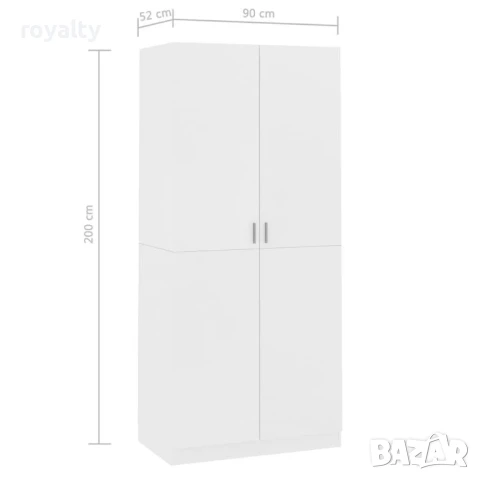 Гардероб, бял, 90x52x200 см, ПДЧ , снимка 2 - Шкафове - 50937329