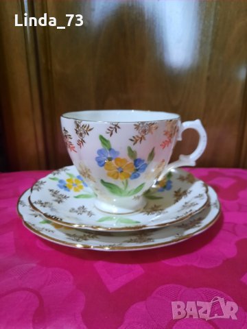 Троен сет за чай - "Royal Stuart"-кост.порцелан-210-220мл. Маркирани., снимка 1