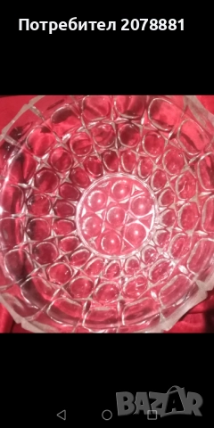 Голяма стъклена купа с 6 броя по малки купи има и стъклени подноси, снимка 1