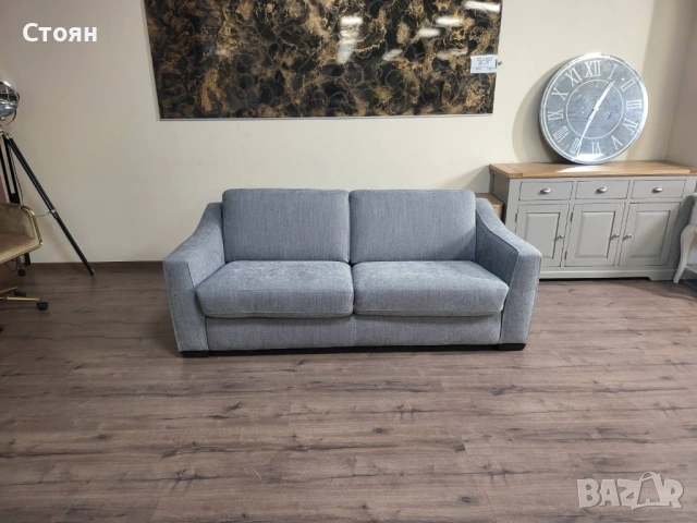 Сив диван от плат тройка с функция сън "Optimus"