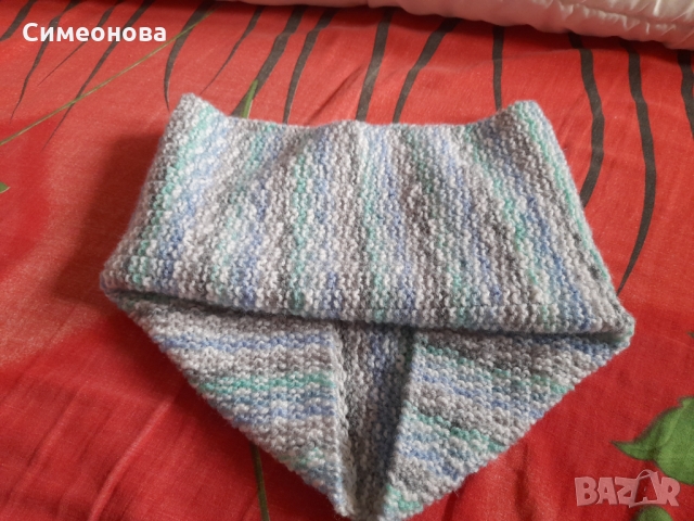 Плетен кръгъл шал на две куки, снимка 6 - Шалове - 36045972