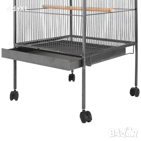 vidaXL Клетка за птици с покрив, стомана, черна, 66x66x155 cм, снимка 2 - За птици - 56146243