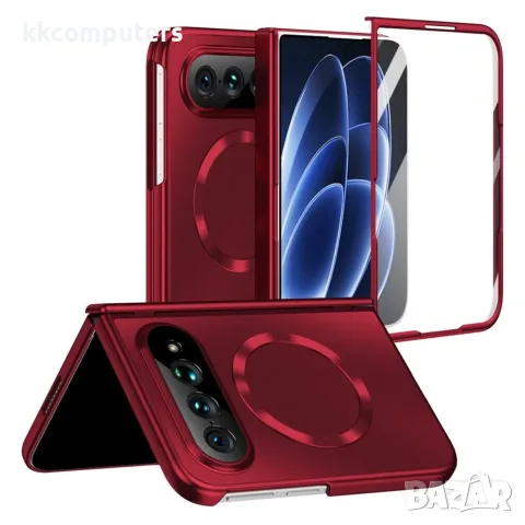 Xiaomi 18 Fold Магнитен Калъф, Електролитно Покритие, Твърдо Стъкло – Черен и Червен, снимка 2 - Калъфи, кейсове - 56256588
