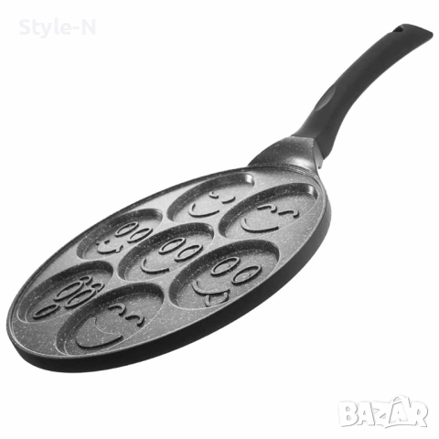 Тиган с усмивки за палачинки или омлет, 26см, незалепващо мраморно покритие, Ruhhy, снимка 2 - Съдове за готвене - 51689606