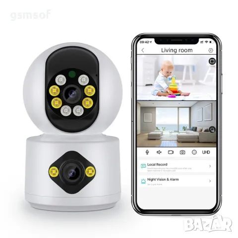 Въртяща WiFi камера 4mpx с два обектива Icsee, Xmeye, снимка 2 - IP камери - 50402280