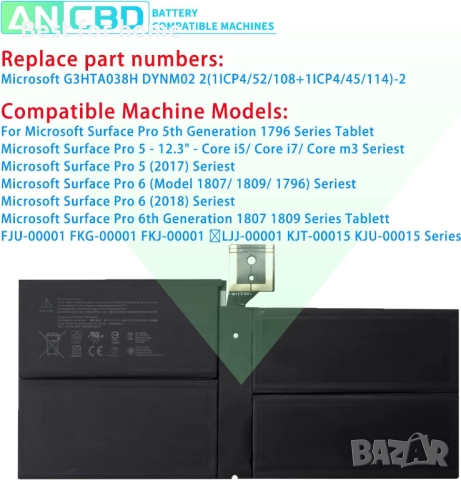Батерия за лаптоп G3HTA038H за Microsoft Surface Pro, снимка 5 - Батерии за лаптопи - 52706942