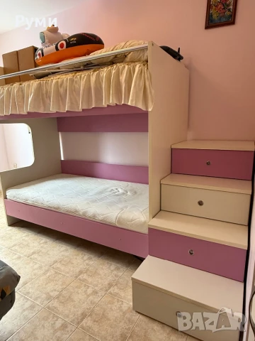 Двуетажно легло със стълби - чекмеджета, снимка 1