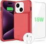 Калъф с батерия BOPPS за iPhone 15/15 Pro, 7000mAh, Черен; Червен, снимка 2