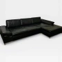  Ъглов диван от естествена кожа – черен (300 × 170 см) Ъглов диван от естествена кожа – черен (300 ×, снимка 3