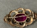 Антикварна съветска сребърна позлатена брошка с рубин , снимка 8