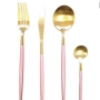 Комплект прибори за хранене от 24 части с луксозен дизайн и магнитна кутия в златисто и розово, снимка 5