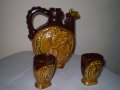 Българска керамика, комплект кана две чаши  за вино, снимка 1 - Други ценни предмети - 42589585