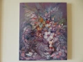 Авторска картина Натюрморт "Ваза с цветя" масло платно, снимка 2