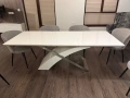 Трапезна маса бял гланц - разтегателна, снимка 1