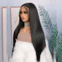 Елегантна черна права перука 70 см с Lace Front дантелен път 13×4×1, снимка 8