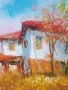 Димитър Генев 33x27см/малка българска картина масло върху платно/стара селска къща, снимка 3