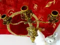 Троен бронзов свещник тройка,барок,риби,печат. , снимка 4