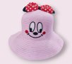 Детска лятна розова шапка за момиче с панделка маус, снимка 1