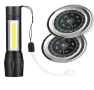 НОВ LED ФЕНЕР ДЖОБНО ФЕНЕРЧЕ ФЕНЕРИ FLASHLIGHT FENERCHE КОМПАС ОТ НЕРЪЖДАЕМА СТОМАНА.COMPASS КОМПАСИ, снимка 1