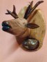 Дървени глави на еленчета върху плочка, снимка 1 - Сувенири от дърво - 34540051