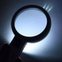 Професионална увеличителна ръчна лупа с LED осветление голяма мощна 5X, снимка 6