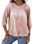 Едноцветна свободна дамска тениска с кръгло деколте и 3/4 ръкави, 8цвята , снимка 14