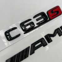 Черна емблема надпис C63s AMG за Mercedes Мерцедес, снимка 1 - Аксесоари и консумативи - 39768663