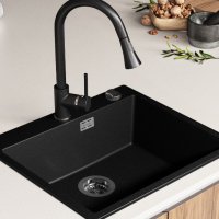 най-добрата мивка Кухненска Мивка гранит Осло 60 XL 500 x 590 mm Черна, снимка 6 - Други - 40543121