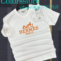 Мъжка бяла тениска Hermes  код VL-Y43, снимка 1 - Фигурки - 42331118