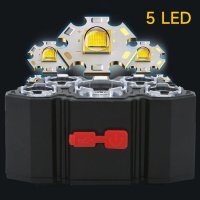 5 LED фенерче, челник, акумулаторно с вградена 18650 батерия, силна светлина, къмпинг, снимка 3 - Къмпинг осветление - 40578998