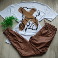 дамски комплект тениска и панталон, снимка 2 - Комплекти - 44616926