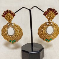 Индийски обеци с цветни камъни М16, снимка 2 - Обеци - 38678940