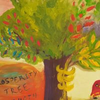 Голяма картина Дървото на Просперитета символизъм маслени бои, снимка 6 - Картини - 42311997