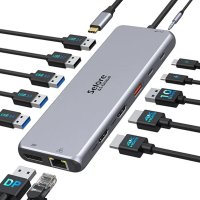 USB C докинг станция за два монитора, 13 в 1, снимка 1 - Друга електроника - 40593189