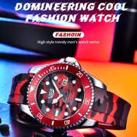LIGE кварцов часовниk спортен модел комуфлаж 2023,водоусточив,дата,въртящ се безел, уникален дизайн, снимка 1 - Дамски - 41559940