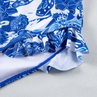 Дамски бански от три части с ефектен принт в синьо и бяло, снимка 14 - Бански костюми - 44313023