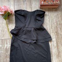 Мини черна тип бюстие  елегантна коктейлна парти рокля пеплум , снимка 11 - Рокли - 37274592