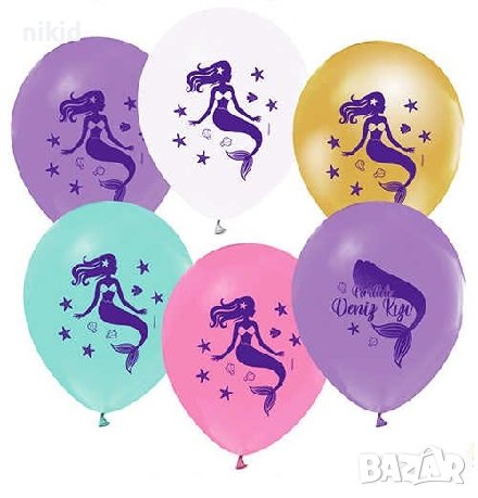 Русалка Морско дъно Обикновен надуваем латекс латексов балон шарти хелий или газ, снимка 1