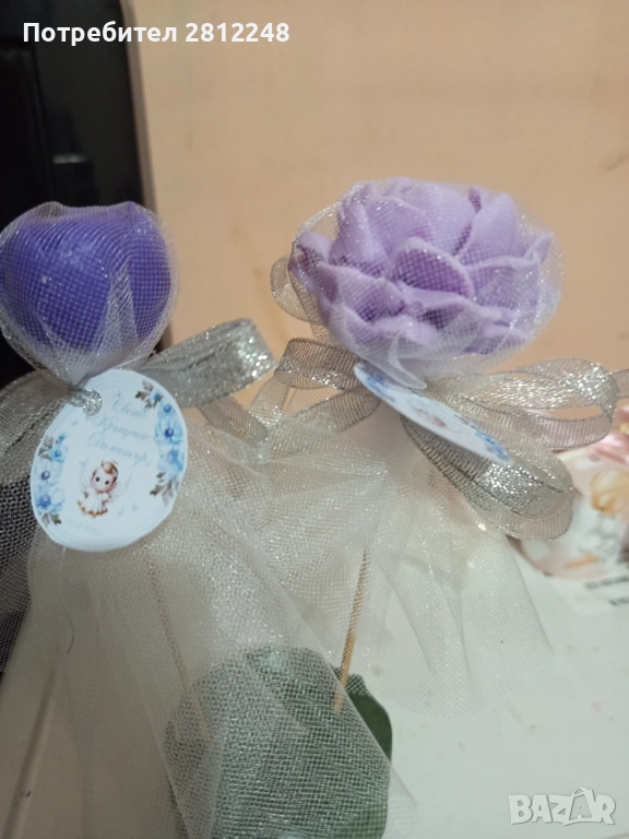 Саспунено цвете за подарък на Кръщенка или Сватба, снимка 1