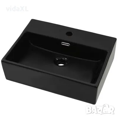 vidaXL Мивка с отвор за кран, керамична, черна, 51,5x38,5x15 см(SKU:142741), снимка 1