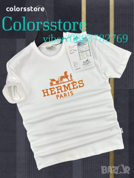 Мъжка бяла тениска Hermes  код VL-Y43, снимка 1