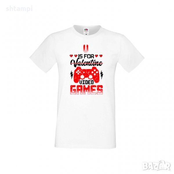Мъжка тениска Свети Валентин V Is For Valentine Video Games, снимка 1