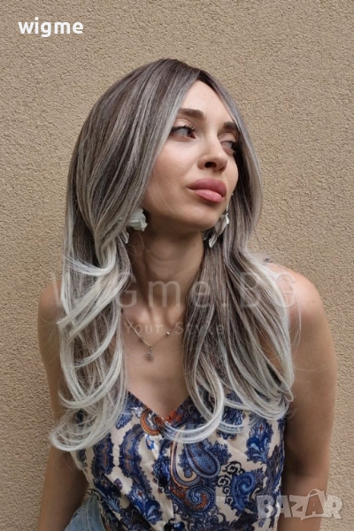 Дълга сребристо руса чуплива перука Силвър, снимка 1