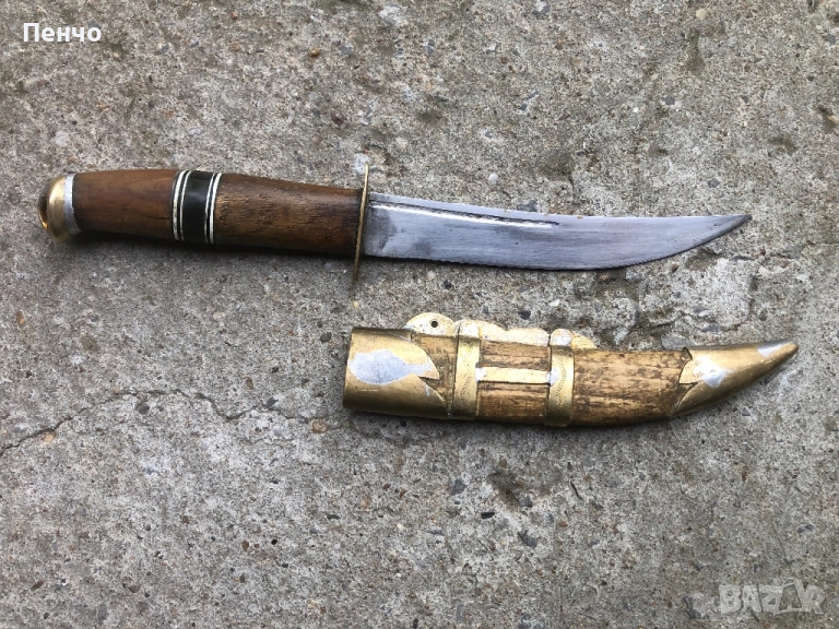 стар български нож "Вълчи зъб" с кания, снимка 1